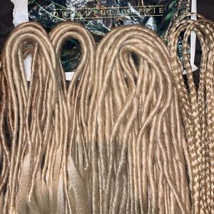 Platinum blonde dreadlocks and braids